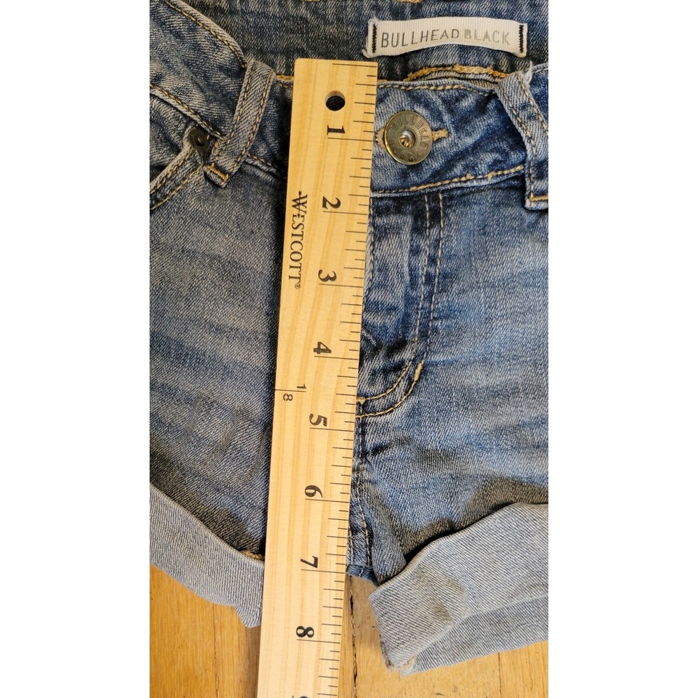 Bullhead Black PacSun Womens 3 Denim Shorts Low Rise Cuffed Y2K 2012 Stretch - Picture 4 of 10
